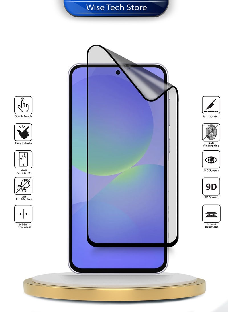 Wtech Samsung Galaxy A37 5G 2026 Premium Nano Ceramic Full Glue Full Cover Matte Flexible Screen Protector (MSCNMN) - Clear/Black - Image 2